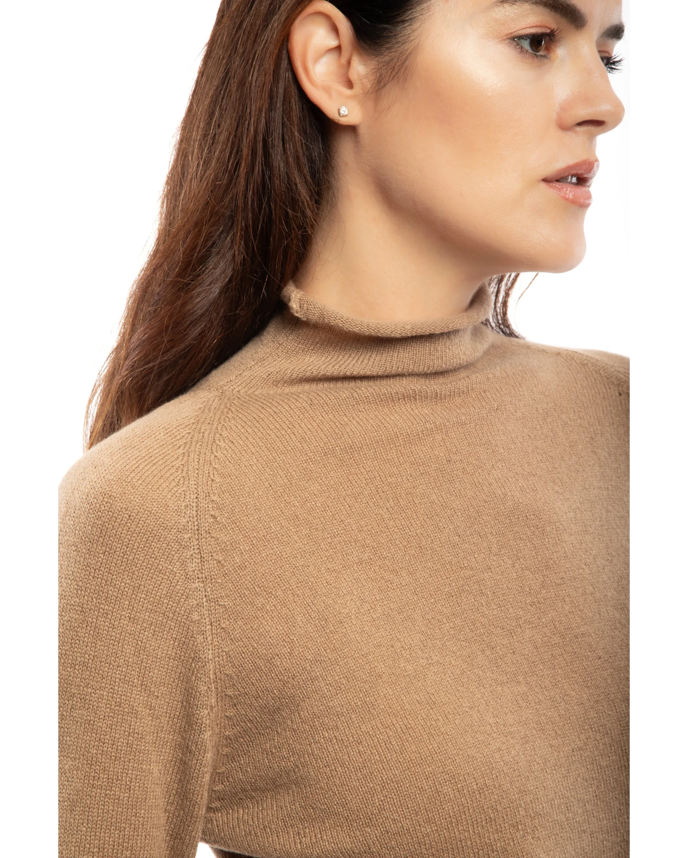 Women's Ultralight Cashmere Raglan Turtleneck Light Gray