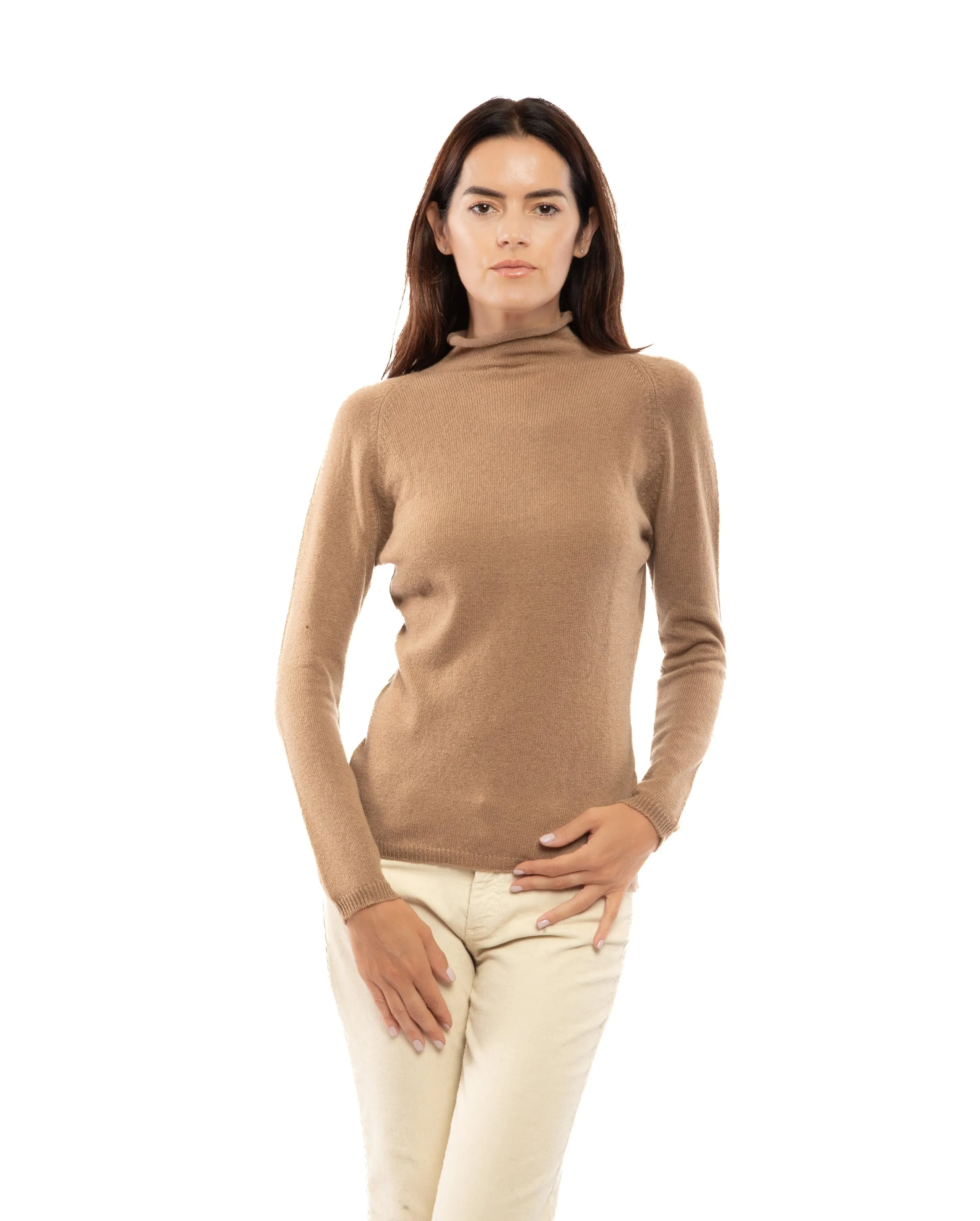 Women's Ultralight Cashmere Raglan Turtleneck Light Gray