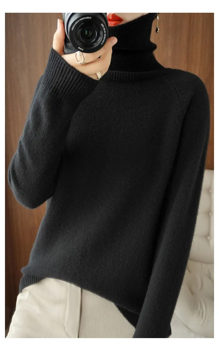 Women's Warm Turtleneck Cashmere Knit Jumper | Ideal for Autumn/Winter