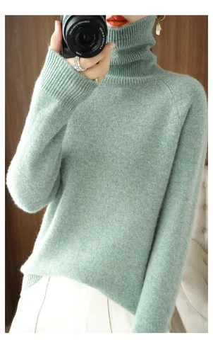 Women's Warm Turtleneck Cashmere Knit Jumper | Ideal for Autumn/Winter