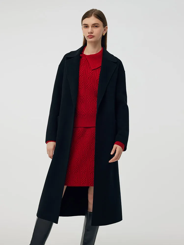 Wool Cashmere Women Belted Overcoat