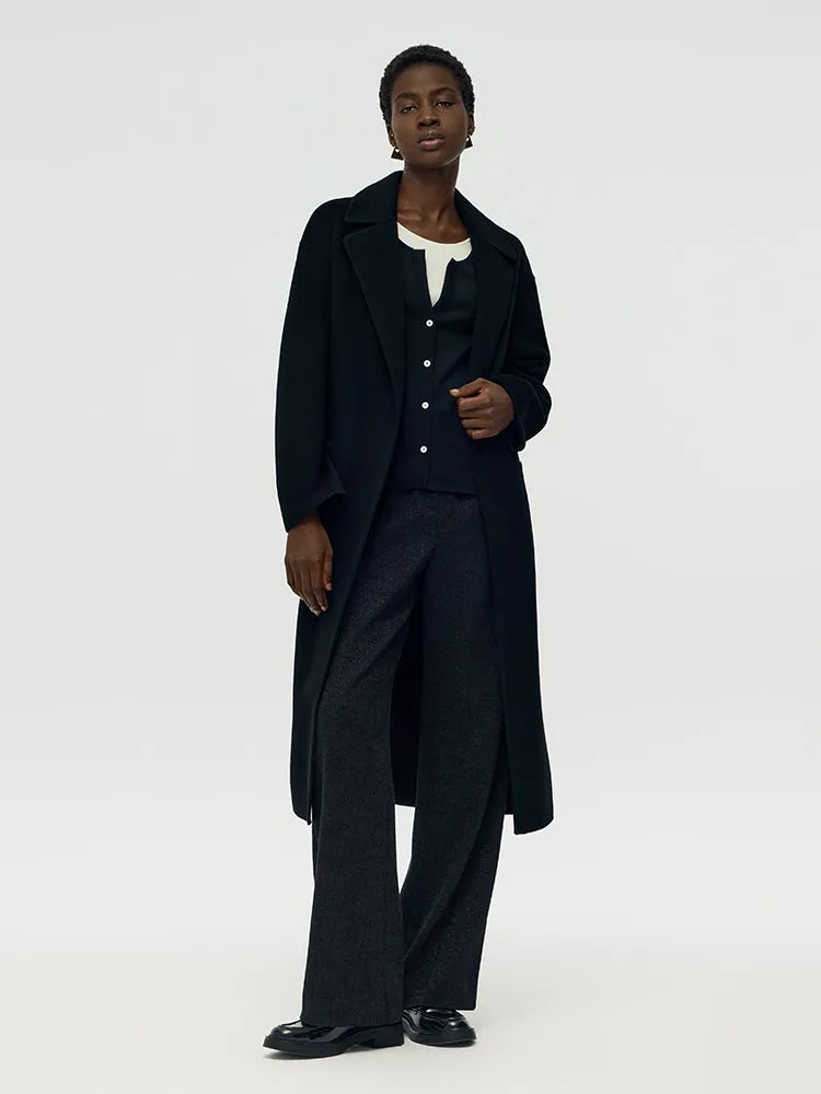 Wool Cashmere Women Belted Overcoat