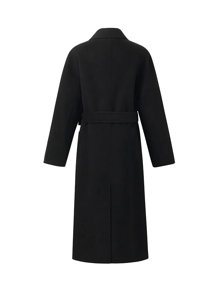 Wool Cashmere Women Belted Overcoat