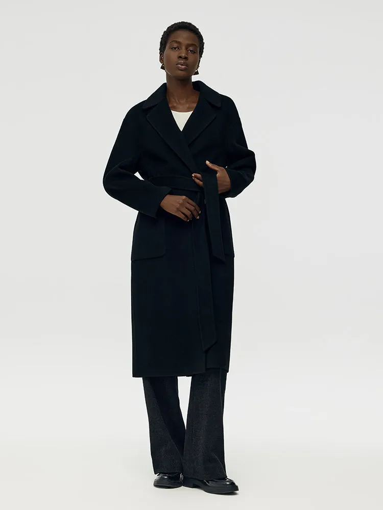 Wool Cashmere Women Belted Overcoat