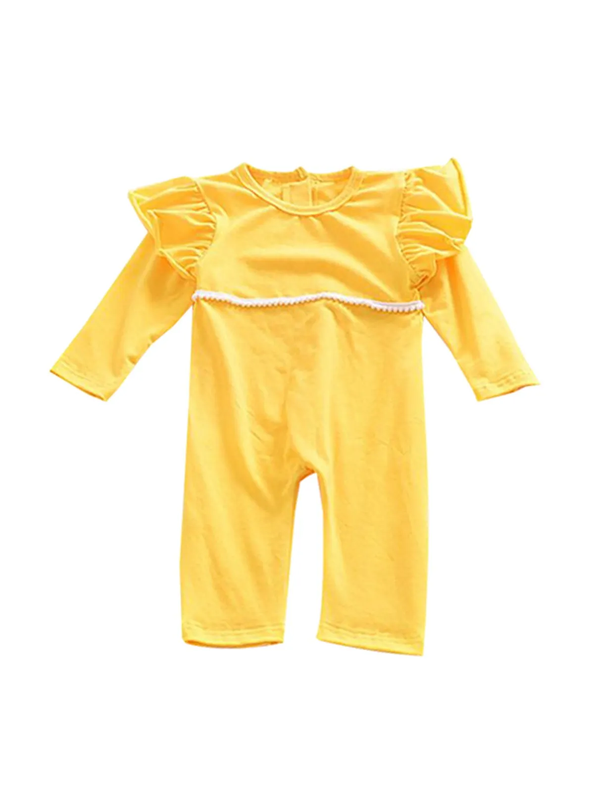 Yellow Long Sleeve Overall Baby Girls Jumpsuit