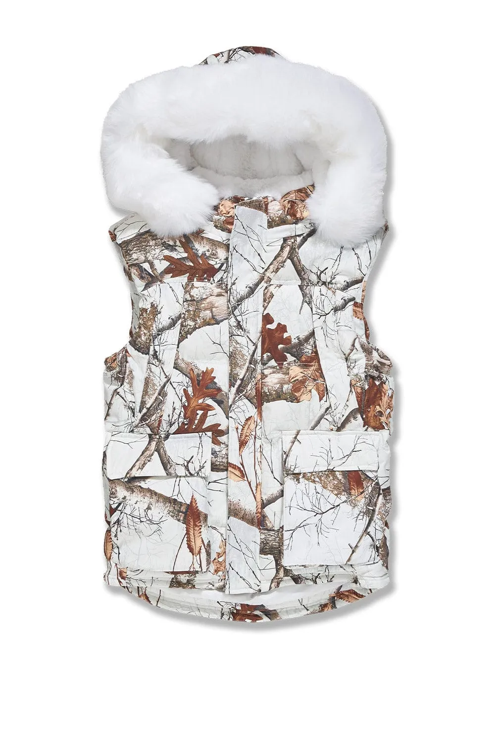 Yukon Fur Lined Puffer Vest (Snow Camo)